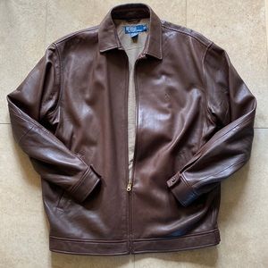 Polo by Ralph Lauren brown leather bomber jacket men’s size M